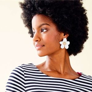Lilly Pulitzer oversized orchid earrings in white